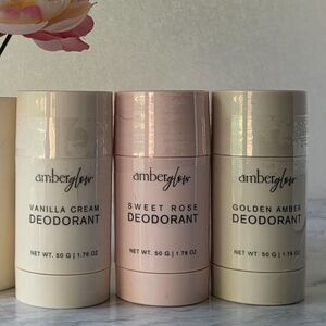 Amber Glow Deodorant Trio Vanilla Cream Sweet Rose Golden Amber 1.76 oz